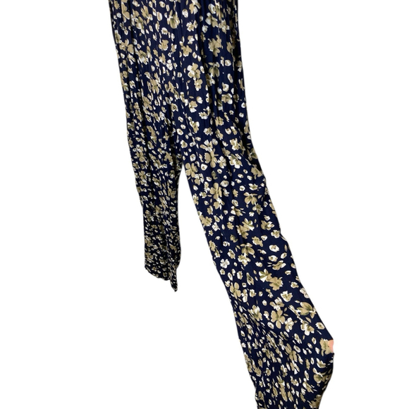 Anthropologie Kindred Jumpsuit Women Navy Blue Sz S Floral Wide Leg Boho EUC - Picture 3 of 6